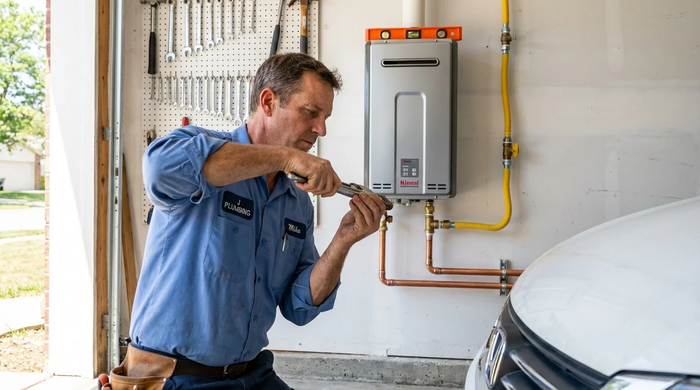 Tankless water heater installation by a Johns Plumbing LLC plumber in Fargo